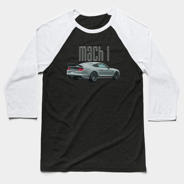 MACH 1 Mustang GT 5.0L V8 Performance Car Fighter Jet Gray Rear Baseball T-Shirt by cowtown_cowboy